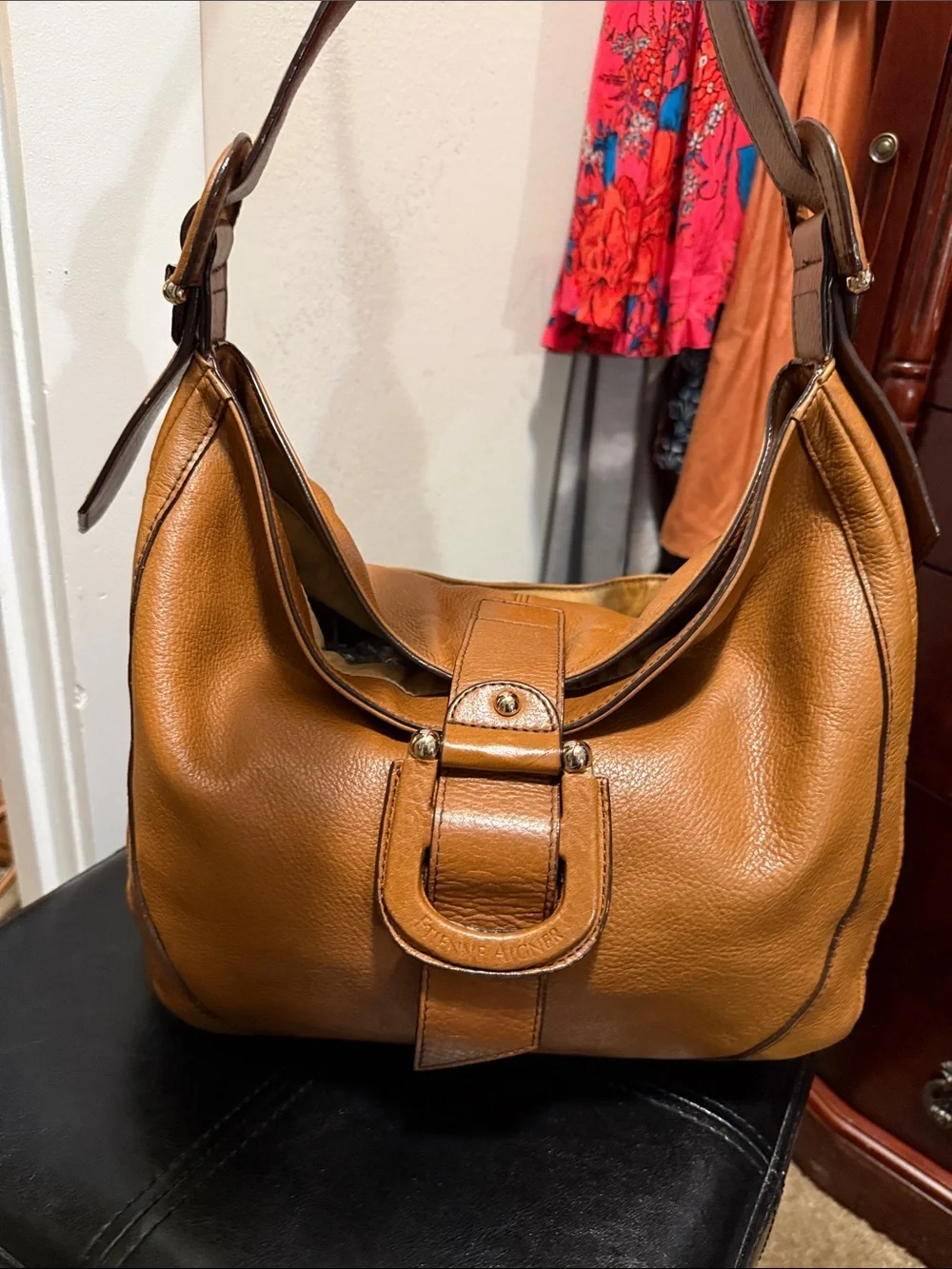 ETIENNE AIGNER Leather SHOULDER Tote in Tan - Genuine Leather